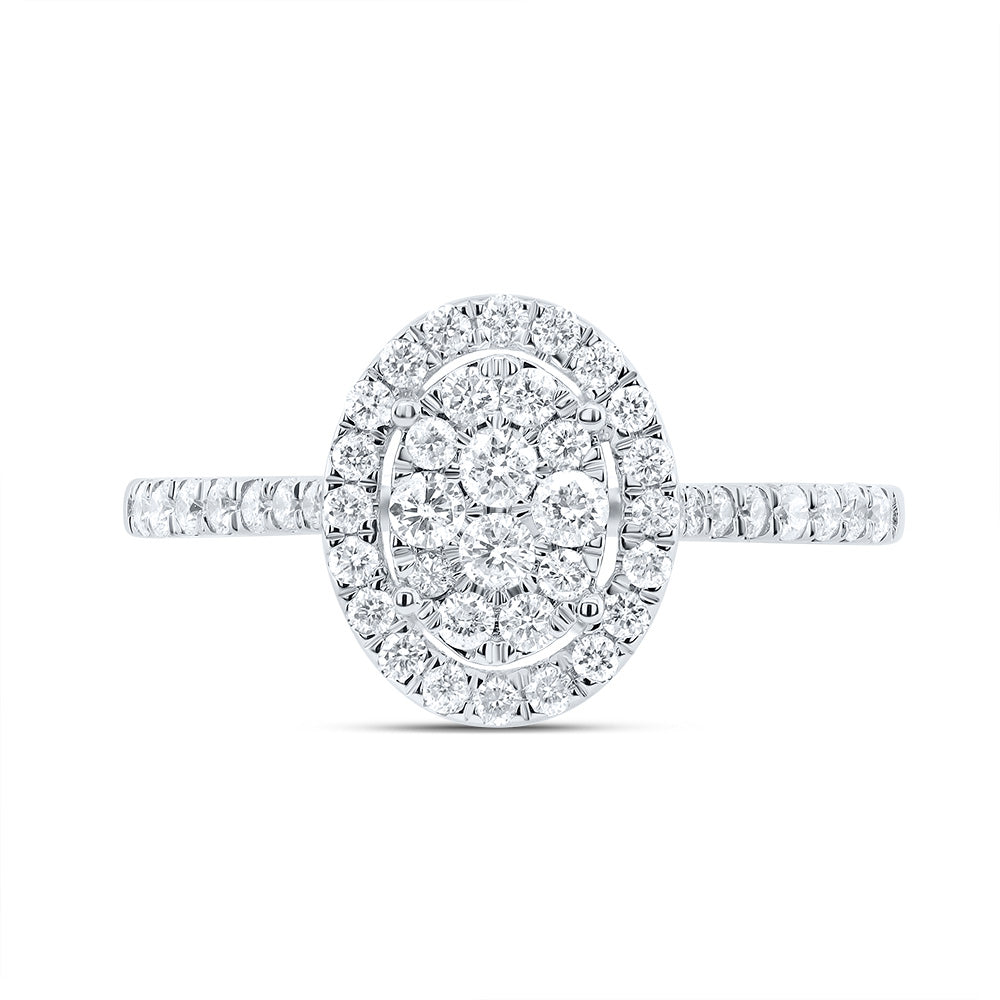 10K White Gold Round Diamond Oval Bridal Wedding Engagement Ring 1/2ctw, Women's Size: 5-10
