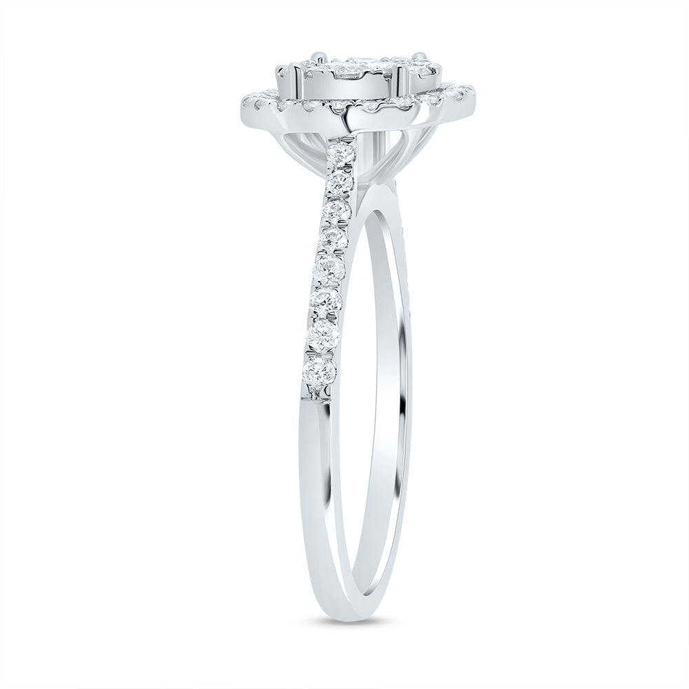 10K White Gold Round Diamond Oval Bridal Wedding Engagement Ring 1/2ctw, Women's Size: 5-10