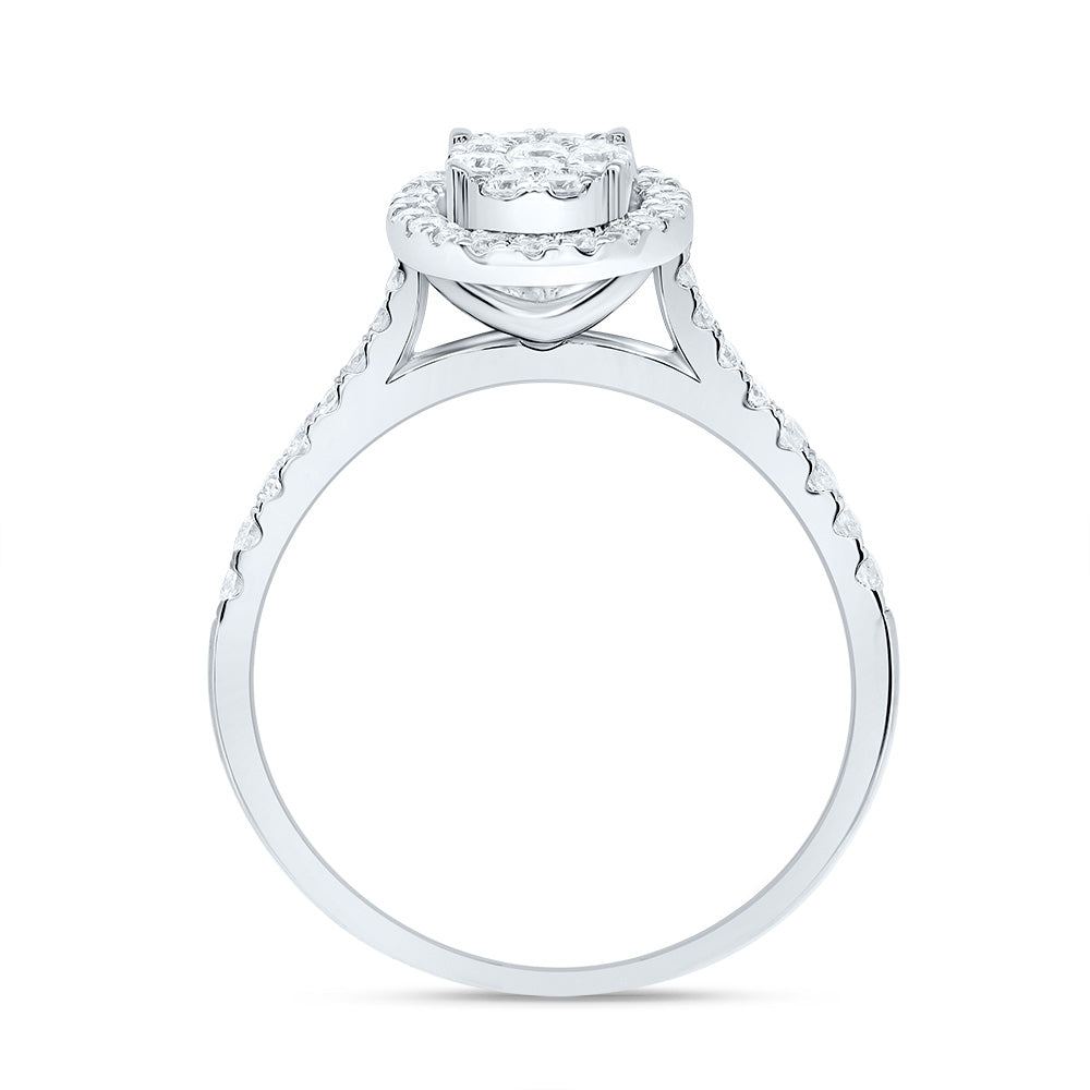 10K White Gold Round Diamond Oval Bridal Wedding Engagement Ring 1/2ctw, Women's Size: 5-10