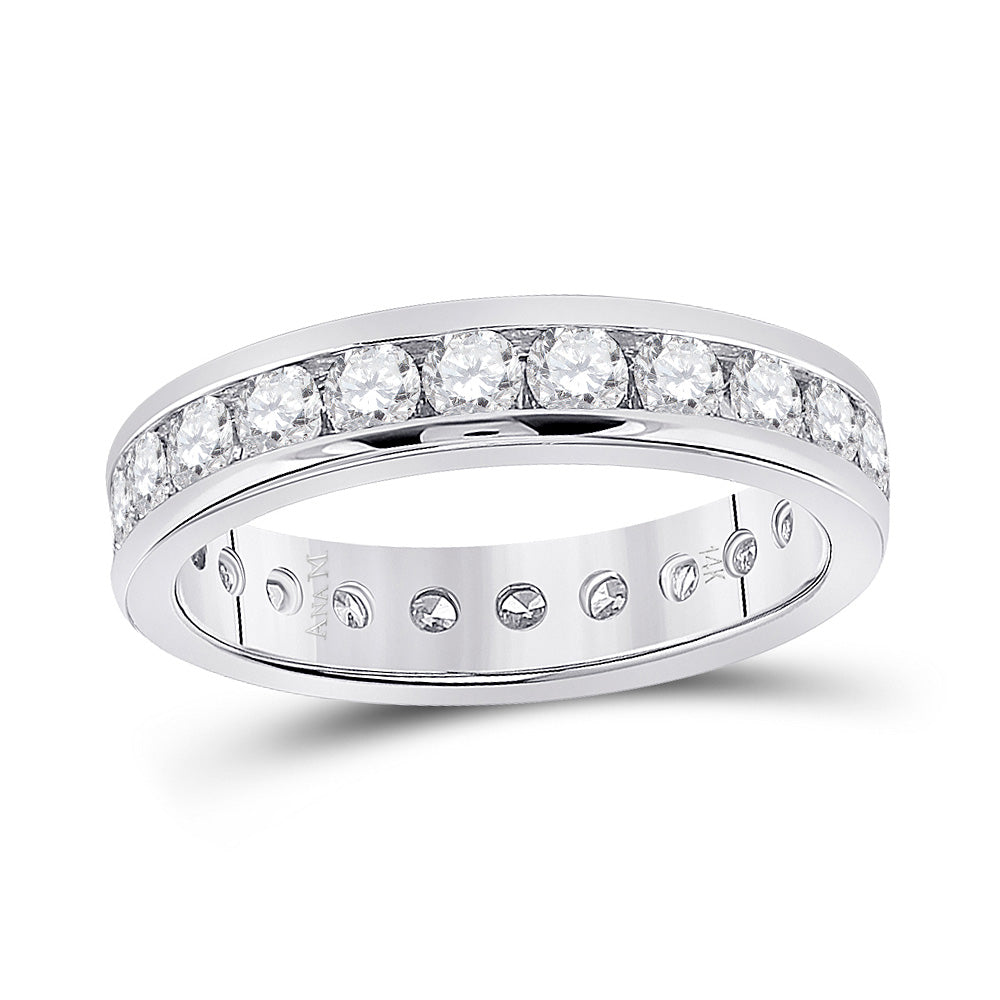 14K White Gold Womens Round Diamond Eternity Wedding Band 2 Cttw, Womens Size: 5-10