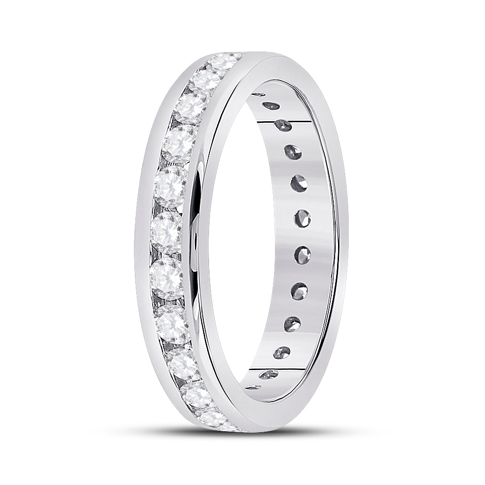 14K White Gold Womens Round Diamond Eternity Wedding Band 1-1/2ctw, Womens Size: 5-10