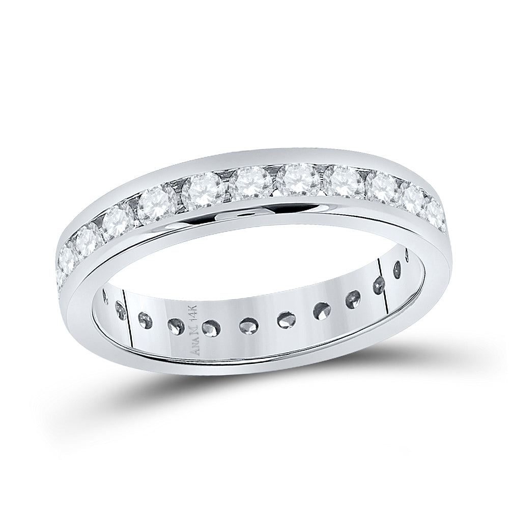 14K White Gold Womens Round Diamond Eternity Wedding Band 1-1/2ctw, Womens Size: 5-10