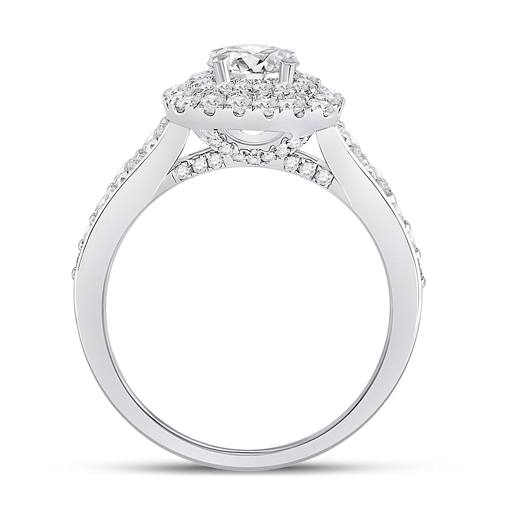 14K White Gold Round Diamond Halo Bridal Wedding Engagement Ring 1-3/4 Cttw, Womens Size: 5-10