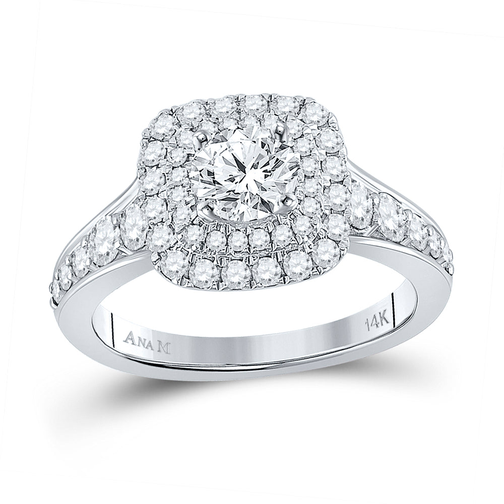14K White Gold Round Diamond Halo Bridal Wedding Engagement Ring 1-3/4 Cttw, Womens Size: 5-10