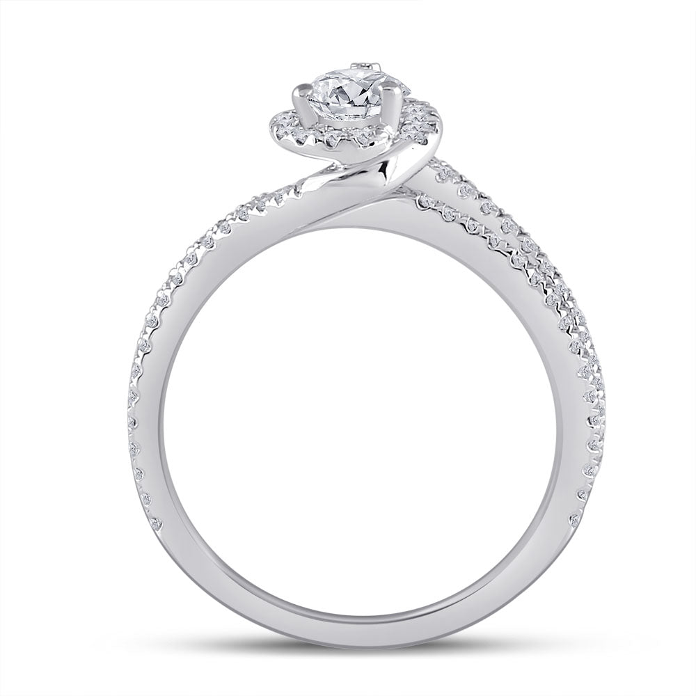 14K White Gold Pear Diamond Halo Bridal Wedding Engagement Ring 1ctw, Womens Size: 5-10