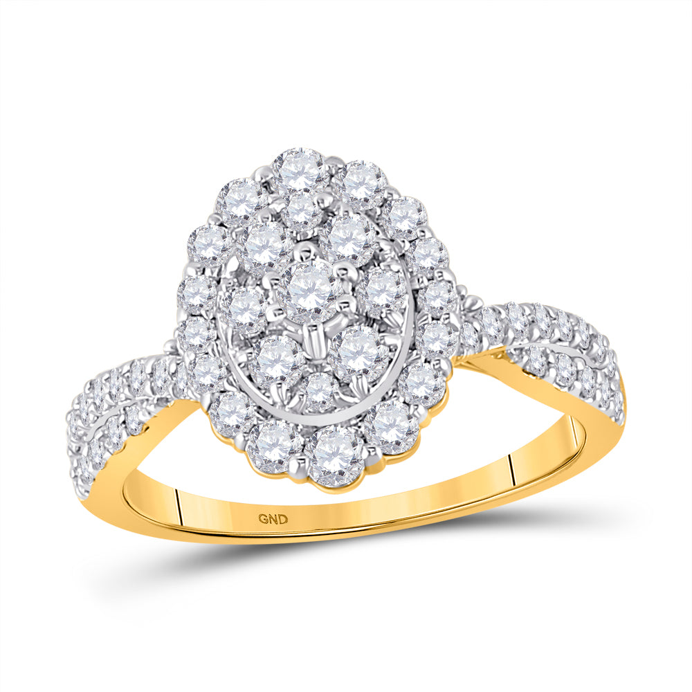 10K Yellow Gold Womens Round Diamond Oval Bridal Wedding Engagement Ring 1.00 Cttw