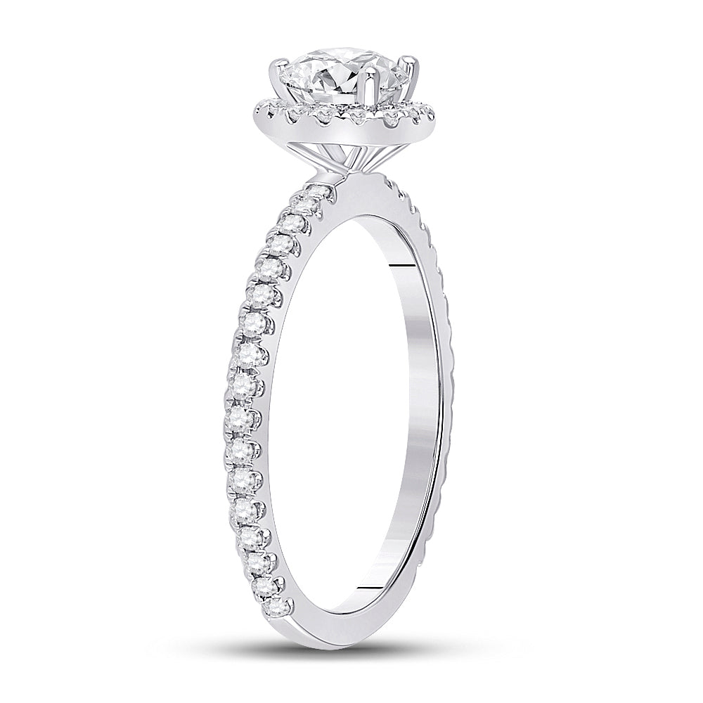 14K White Gold Round Dia. Halo Bridal Wedding Engagement Ring 1ctw, Women's Size: 5-10