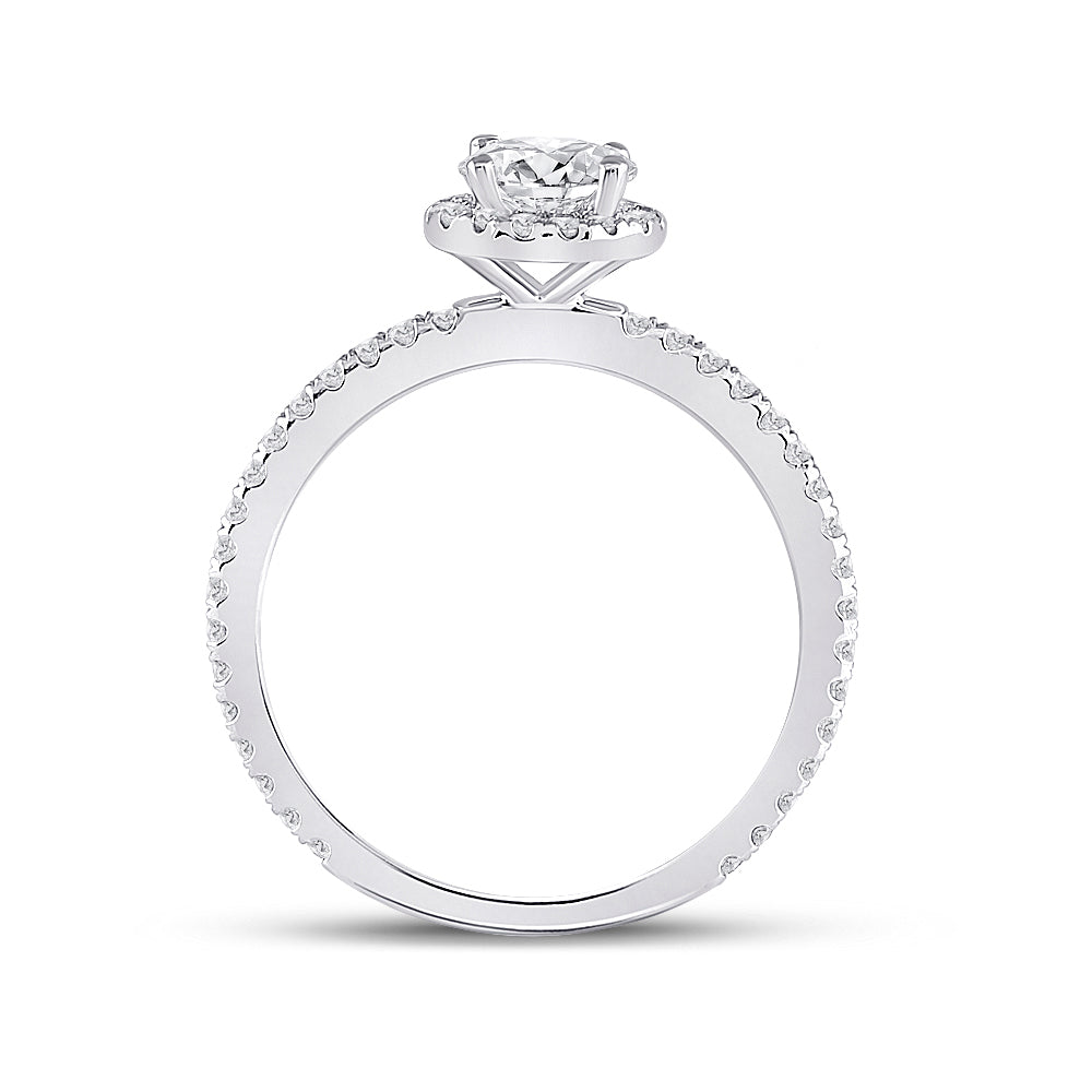 14K White Gold Round Dia. Halo Bridal Wedding Engagement Ring 1ctw, Women's Size: 5-10