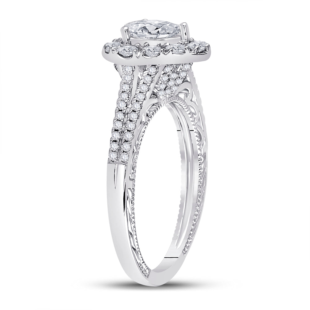 14K White Gold Pear Diamond Solitaire Bridal Wedding Engagement Ring 1 Cttw, Womens Size: 5-10