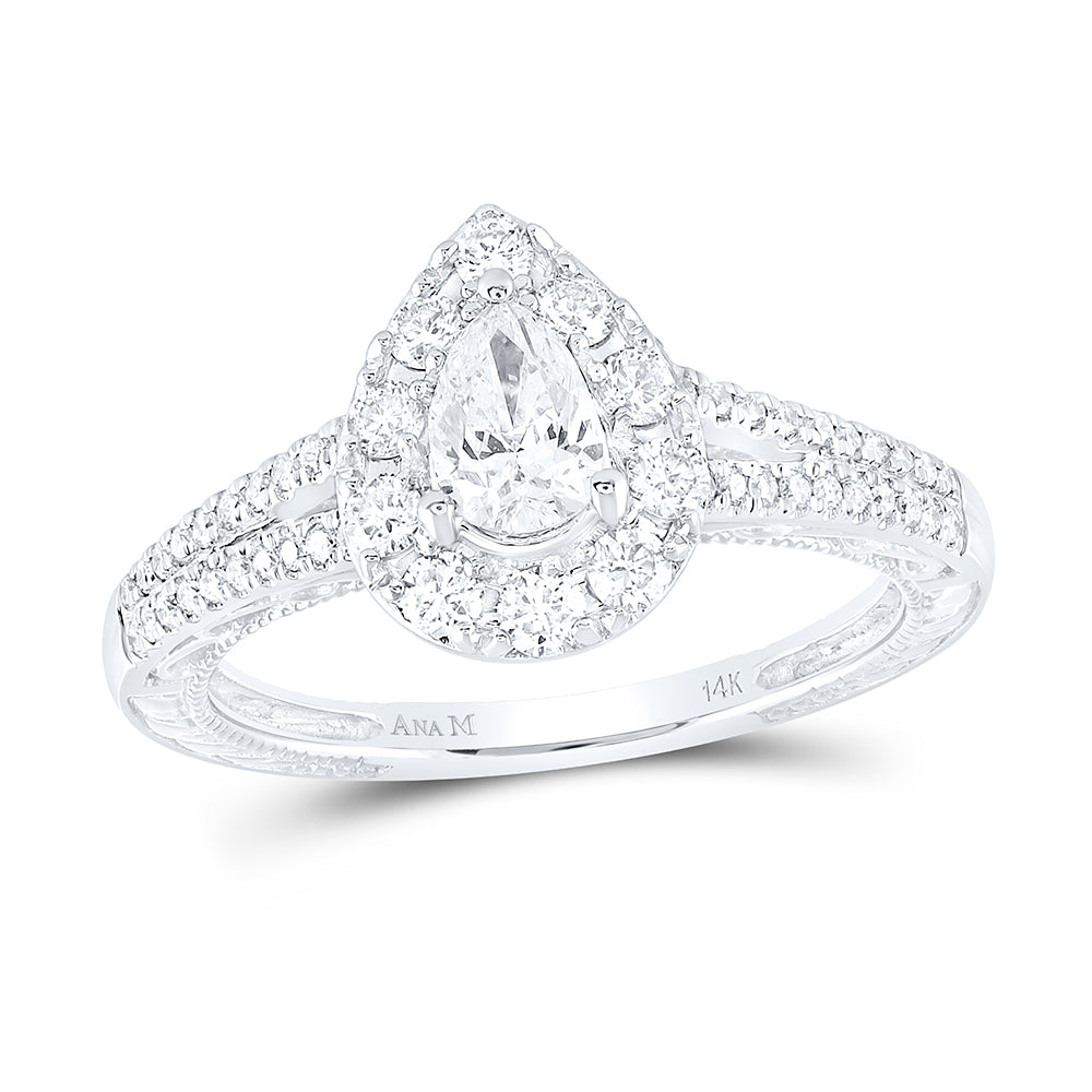 14K White Gold Pear Diamond Solitaire Bridal Wedding Engagement Ring 1 Cttw, Womens Size: 5-10
