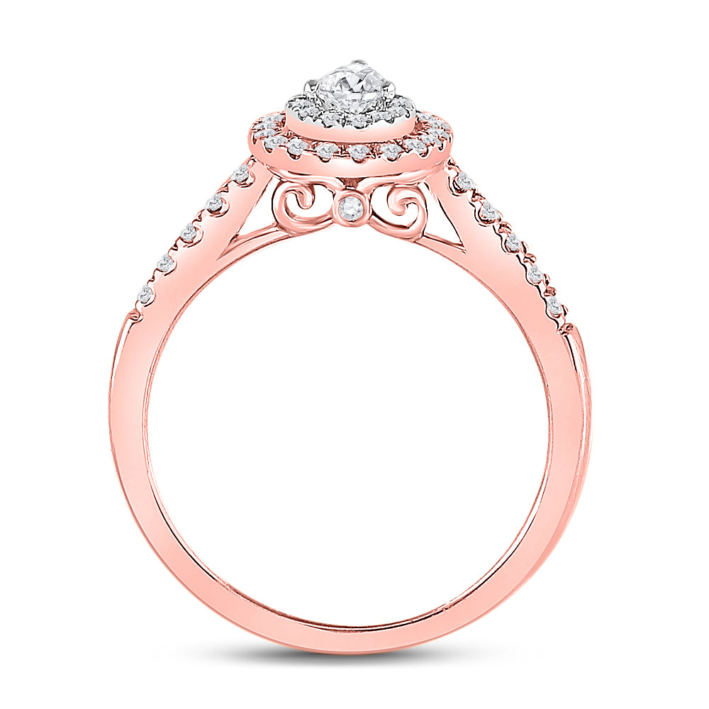 14kt Two-tone Gold Womens Pear Diamond Solitaire Bridal Wedding Engagement Ring 1/2 Cttw (certified)
