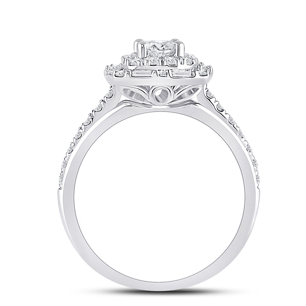 14kt White Gold Womens Princess Diamond Halo Bridal Wedding Engagement Ring 1.00 Cttw (certified)