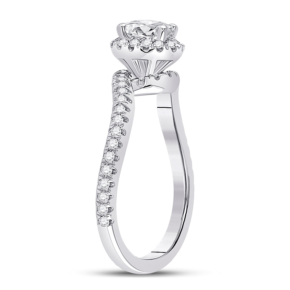 14K White Gold Oval Diamond Halo Bridal Wedding Engagement Ring 3/4ctw, Womens Size: 5-10