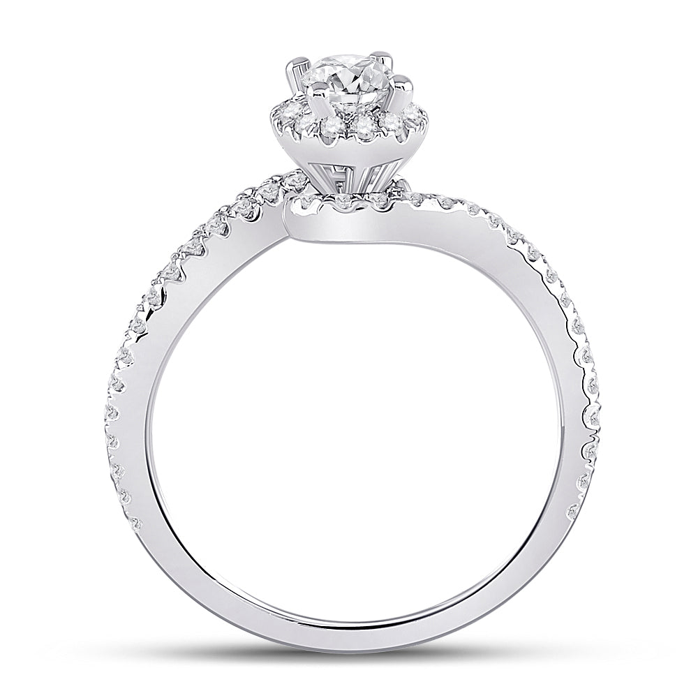 14K White Gold Oval Diamond Halo Bridal Wedding Engagement Ring 3/4ctw, Womens Size: 5-10