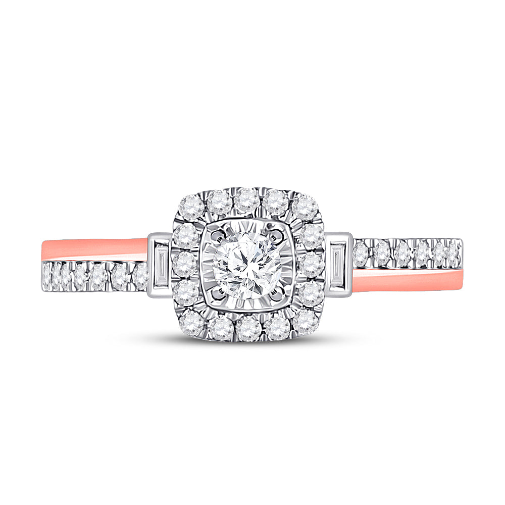 10kt Two-tone Gold Womens Round Diamond Halo Bridal Wedding Engagement Ring 1/2 Cttw