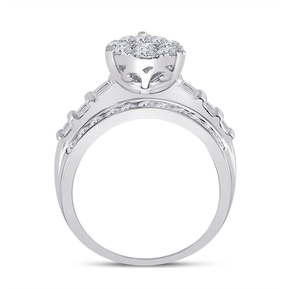 10K White Gold Round Diamond Pear Bridal Wedding Engagement Ring 2 Cttw, Womens Size: 5-10