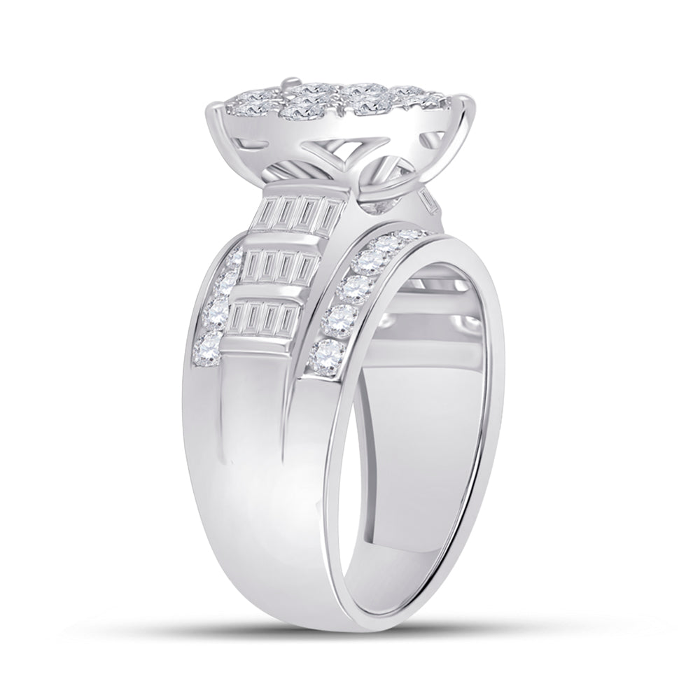 10K White Gold Round Diamond Pear Bridal Wedding Engagement Ring 2 Cttw, Womens Size: 5-10