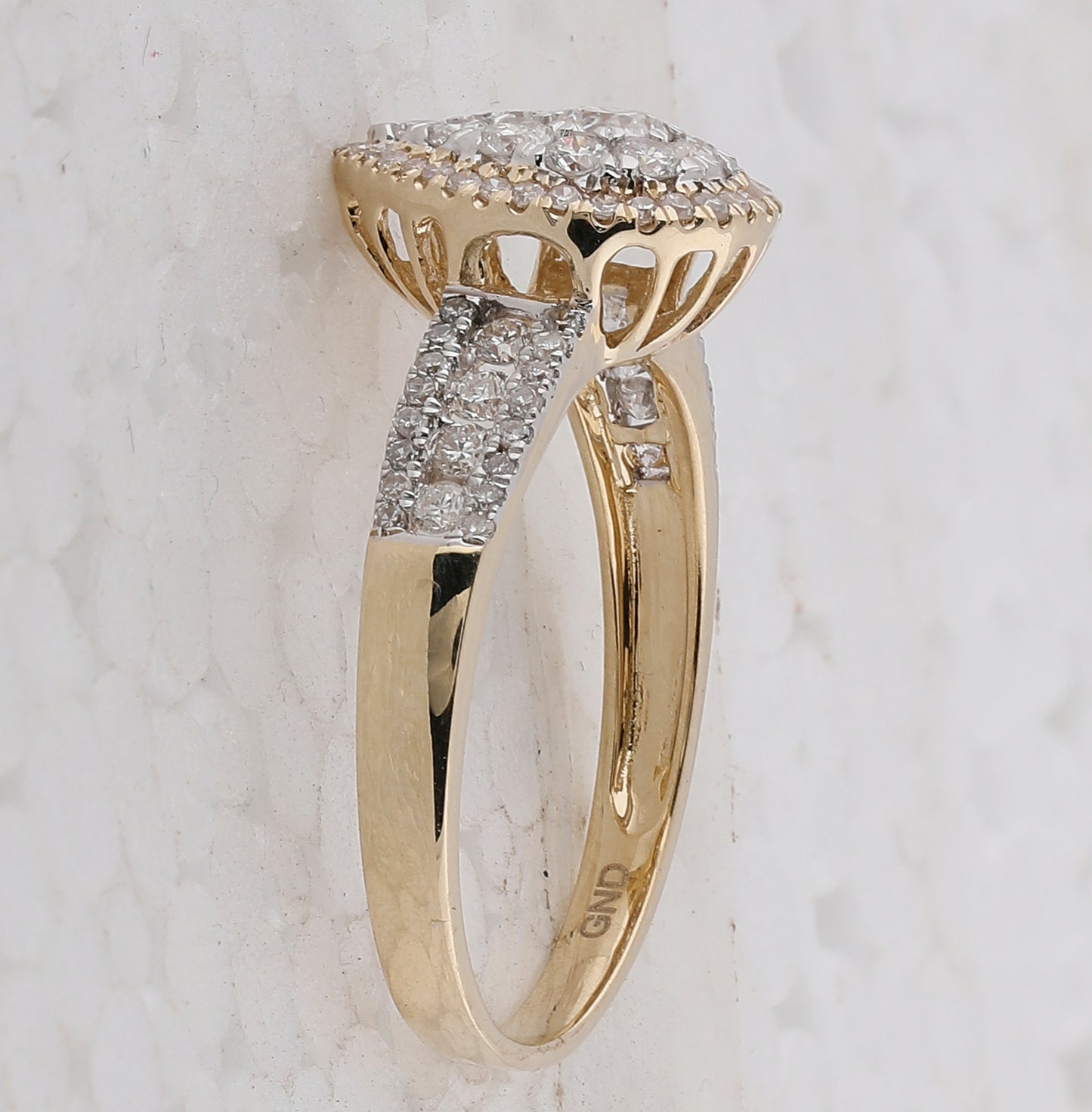 14K Yellow Gold Round Diamond Pear Cluster Bridal Wedding Engagement Ring 3/4 Cttw, Womens Size: 5-10