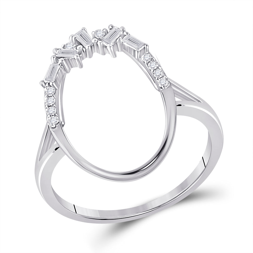 14K White Gold Womens Round Diamond Scattered Oval Ring 1/6 Cttw, Womens Size: 5-10