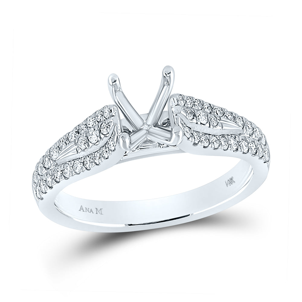 14kt White Gold 3/8 Ct Diamond Ana M Sm 1ct-crd Bridal Ring