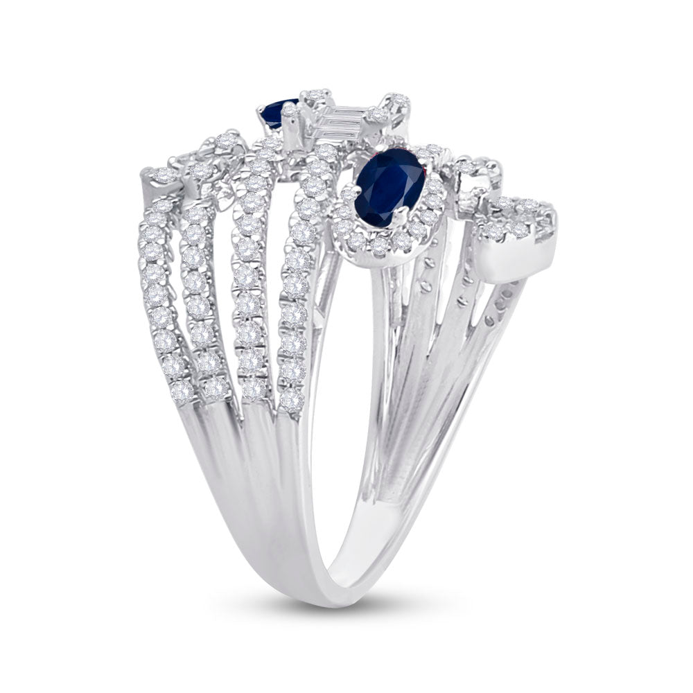 14kt White Gold 1 1/5ctw Diamond Ana M 5x3 Mm Sapphire Natural Gem Diana Ring