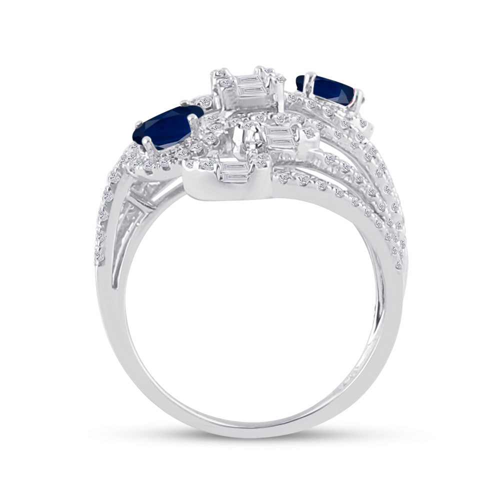 14kt White Gold 1 1/5ctw Diamond Ana M 5x3 Mm Sapphire Natural Gem Diana Ring