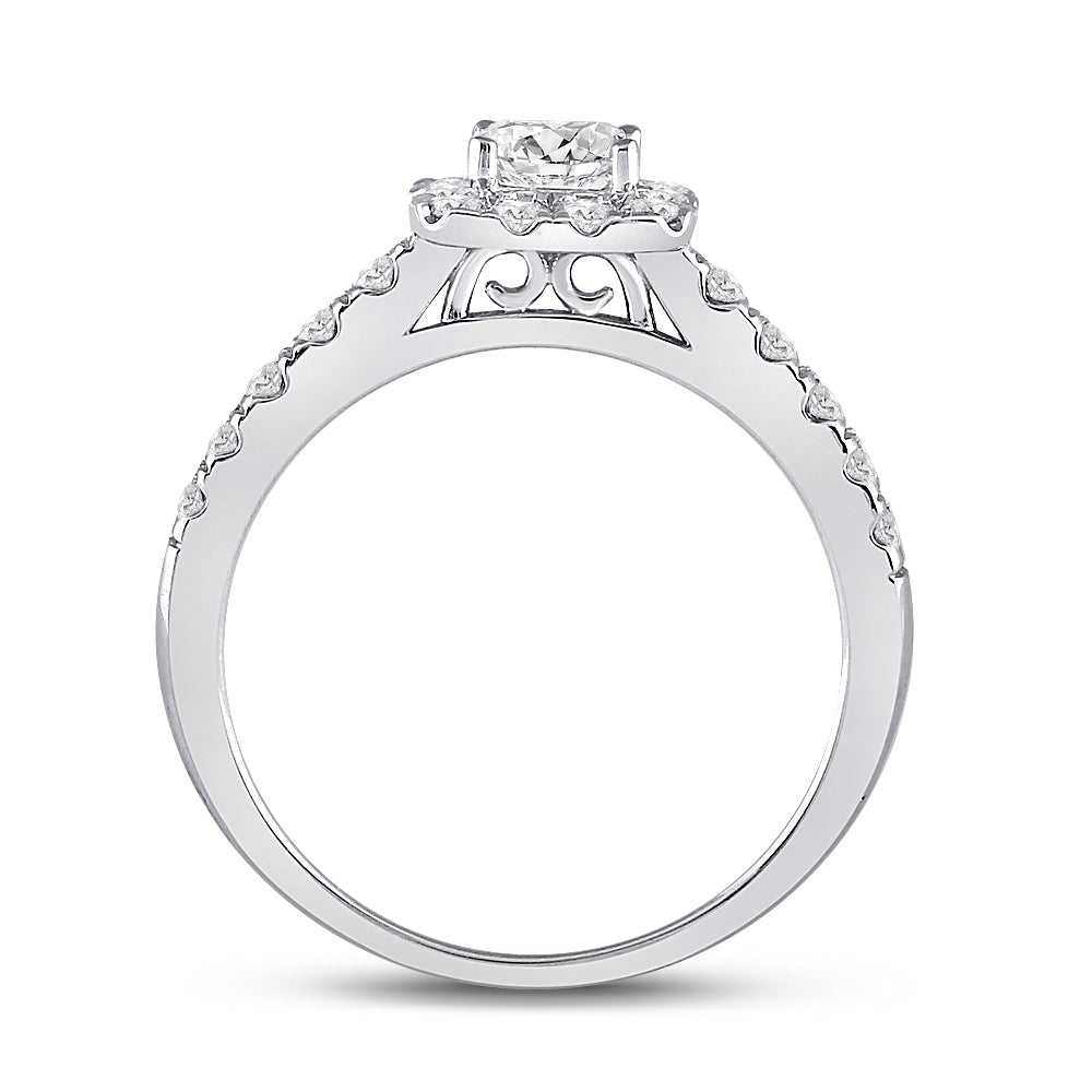 14K White Gold Princess Diamond Halo Bridal Wedding Engagement Ring 1 Cttw, Womens Size: 5-10