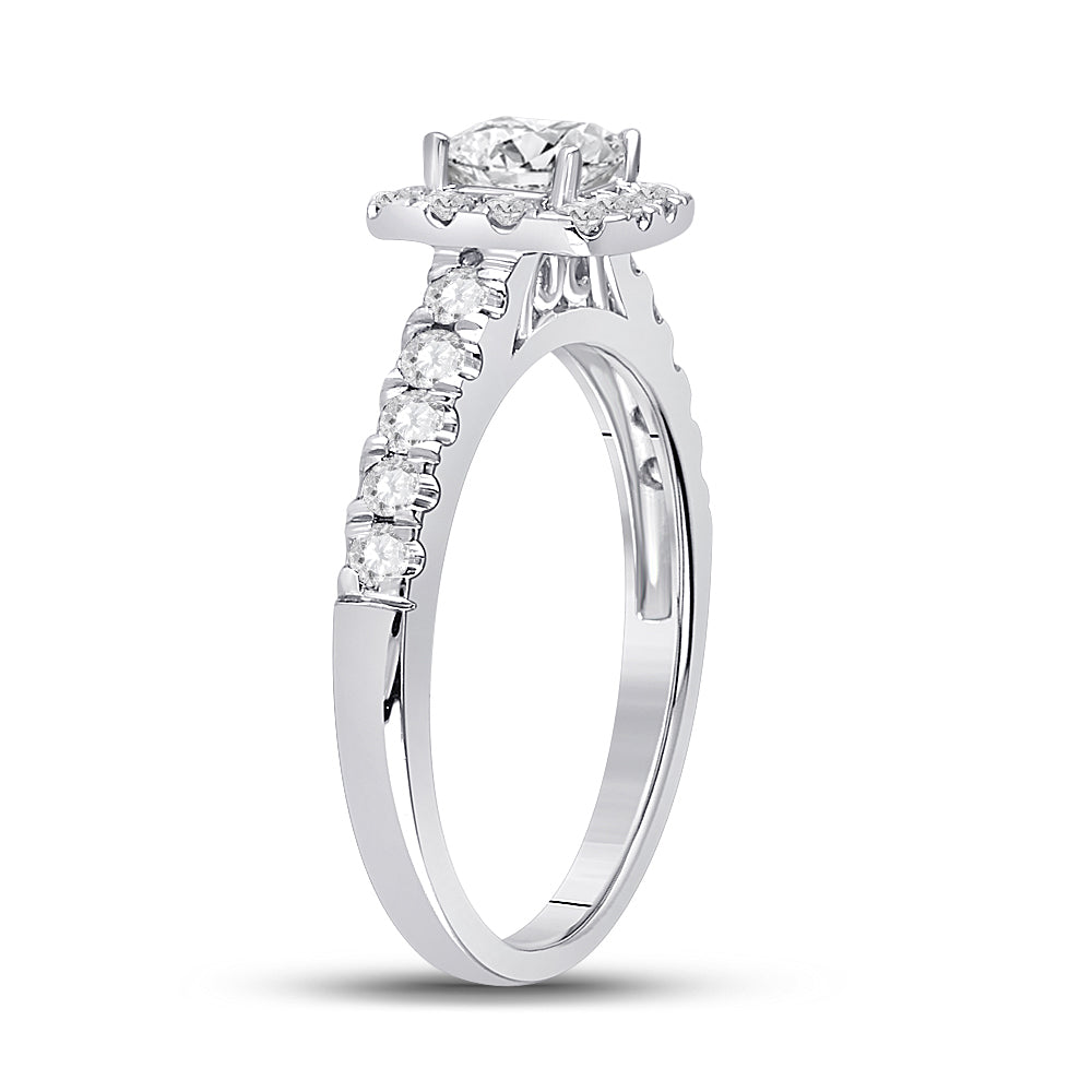 14K White Gold Princess Diamond Halo Bridal Wedding Engagement Ring 1 Cttw, Womens Size: 5-10