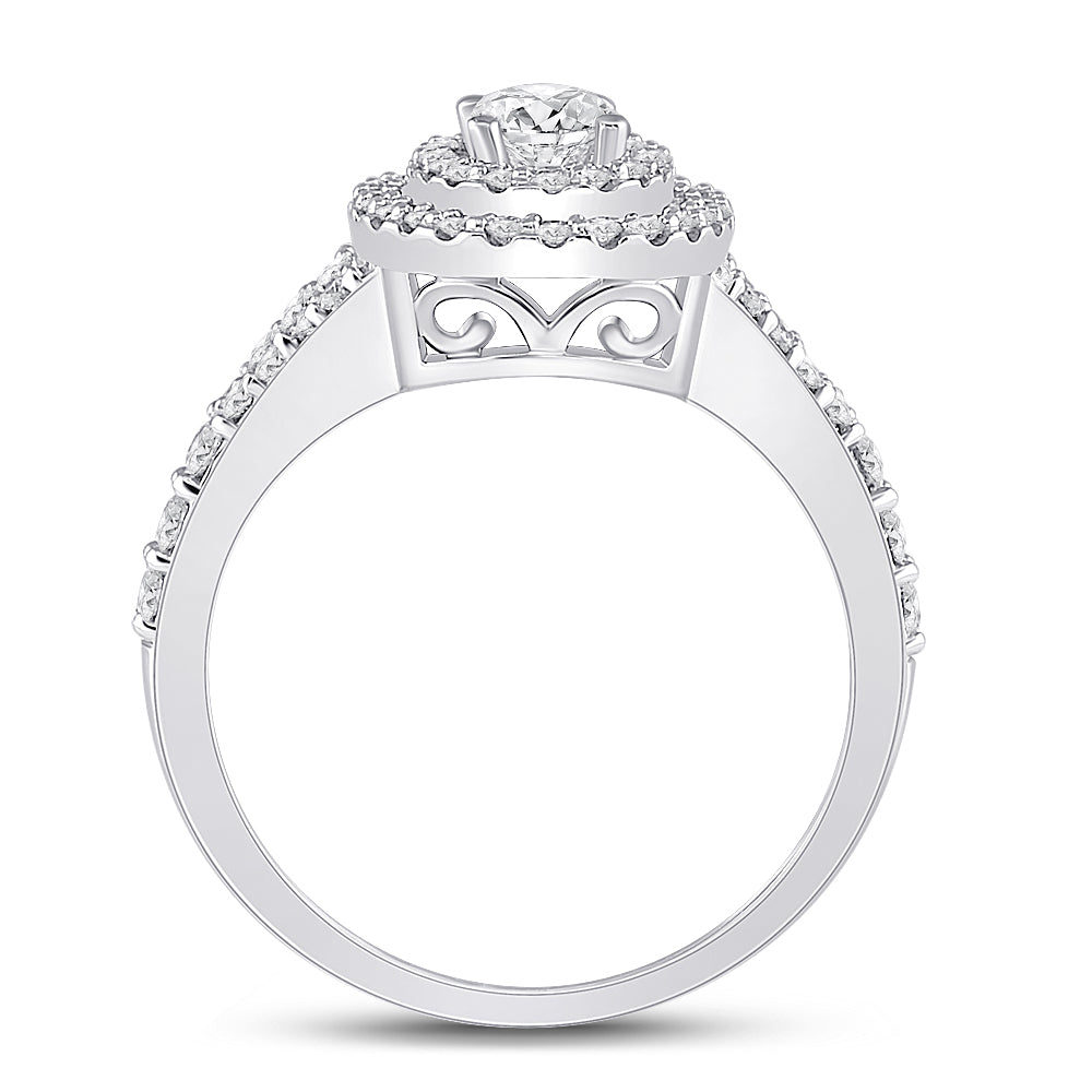 14K White Gold Oval Diamond Halo Bridal Wedding Engagement Ring 1 Cttw, Womens Size: 5-10