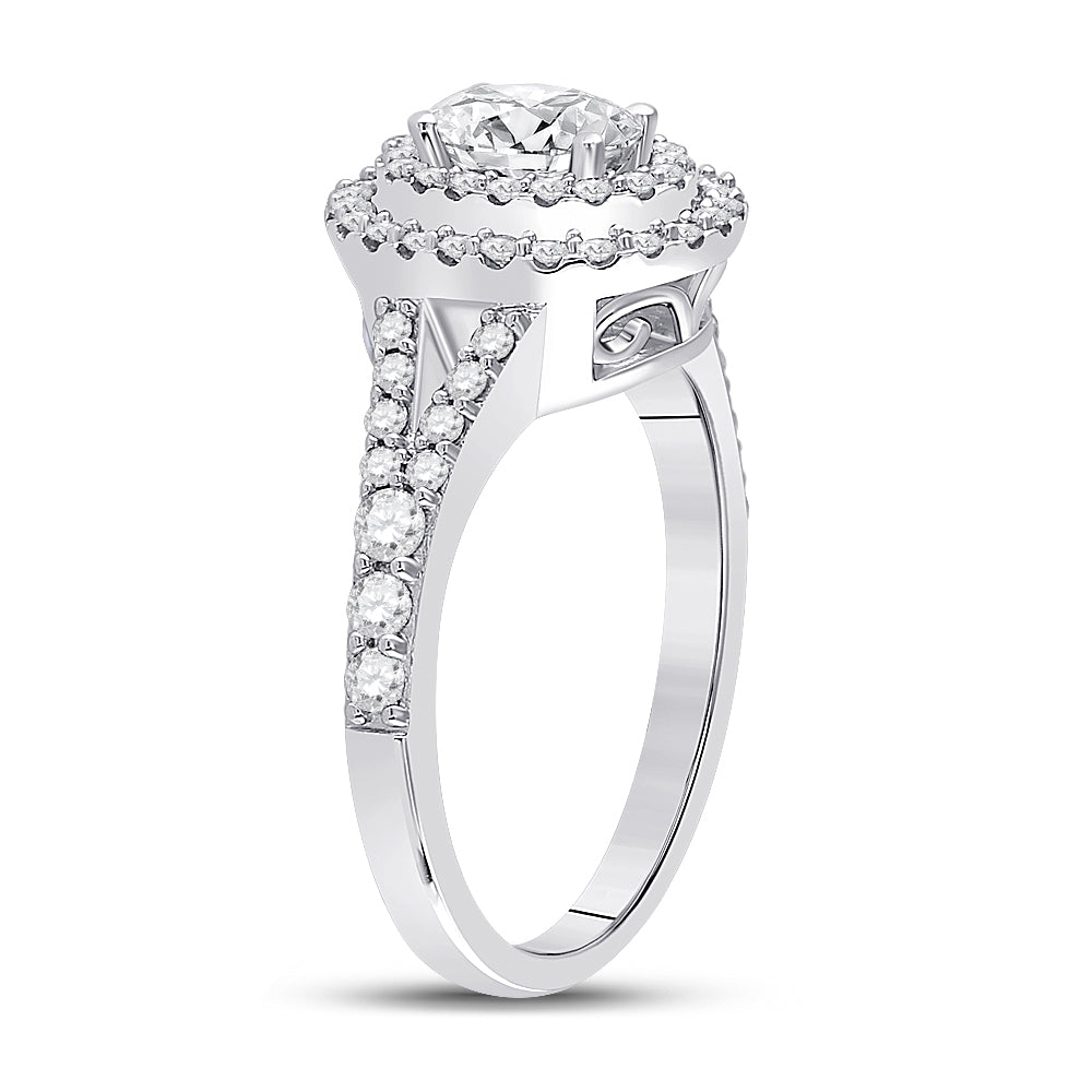 14K White Gold Oval Diamond Halo Bridal Wedding Engagement Ring 1 Cttw, Womens Size: 5-10