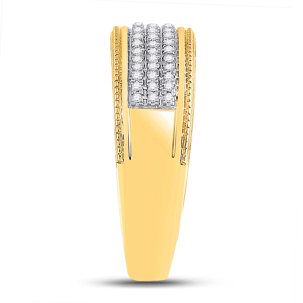 10K Yellow Gold His Hers Round Diamond Square Matching Wedding Set 5/8ctw, Womens Size: 5-10, Mens Size: 7-13