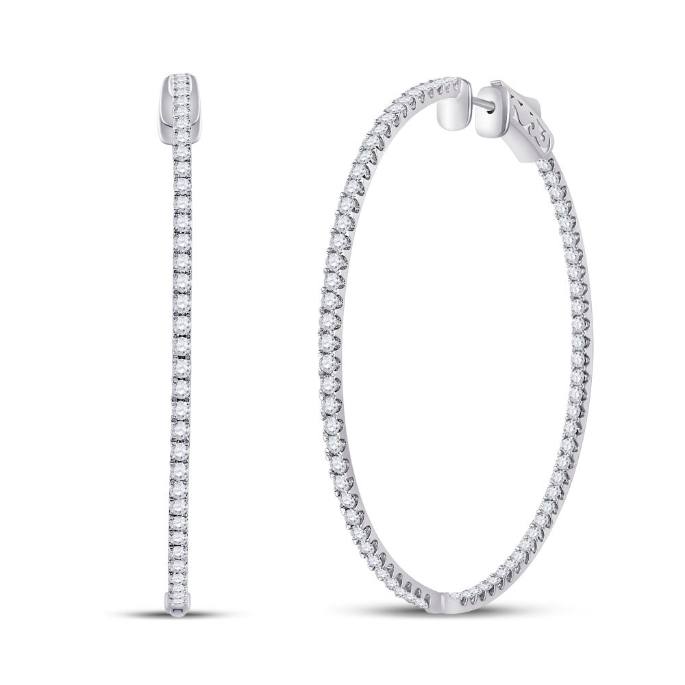 14kt White Gold 3 1/3 Cttw Diamond Ana M Fashion High Hoops Earring