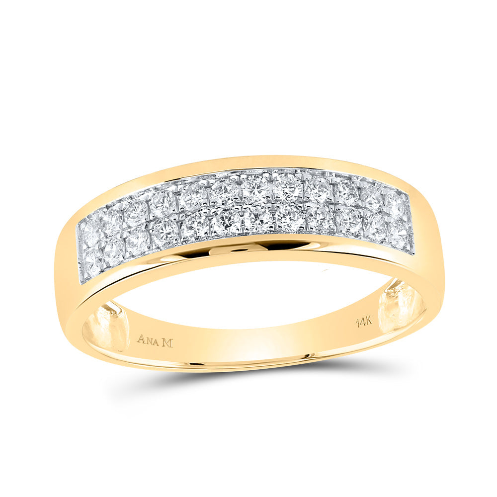 14K Yellow Gold His Hers Round Diamond Cluster Matching Wedding Set, Womens Size: 5-10, Mens Size: 7-13
