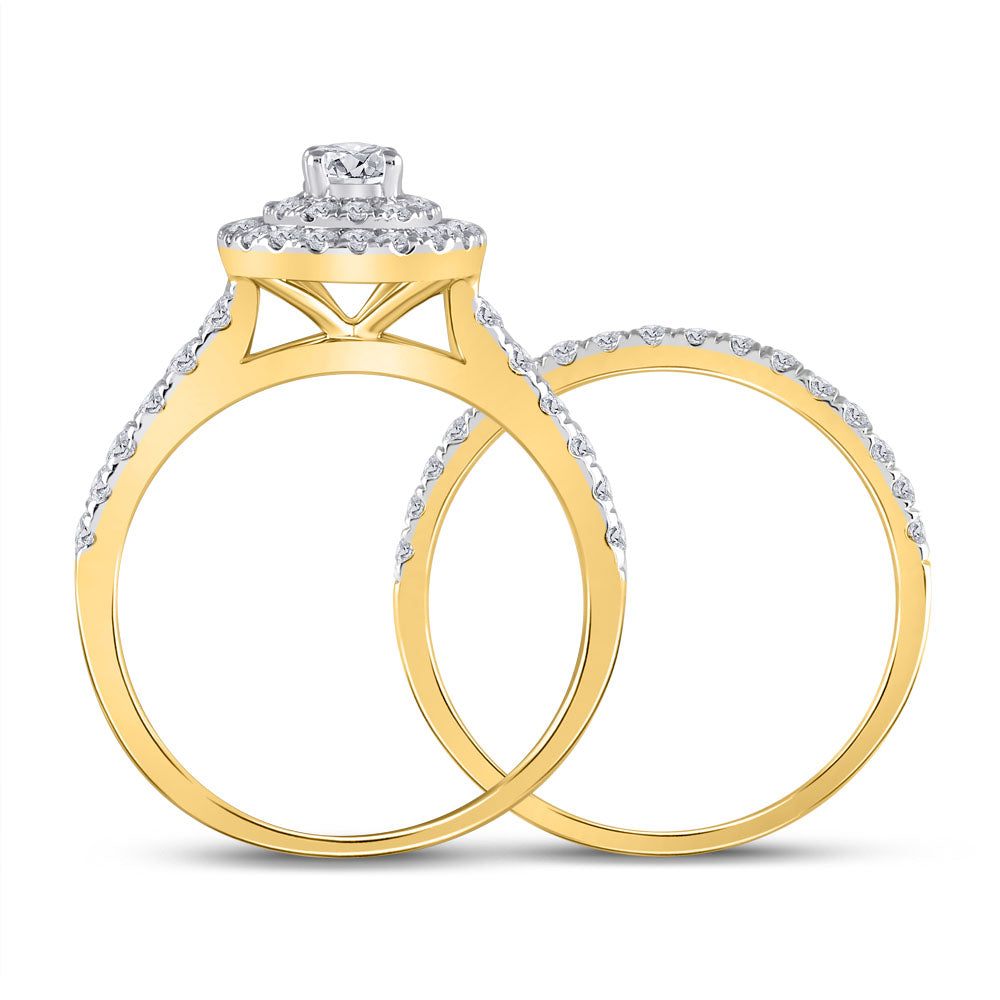 10kt Yellow Gold Womens Round Diamond Bridal Wedding Engagement Ring Band Set 1.00 Cttw (certified)