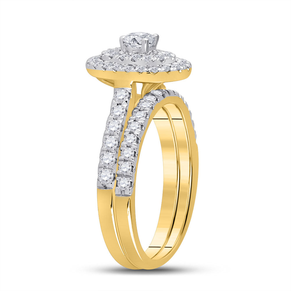 10kt Yellow Gold Womens Round Diamond Bridal Wedding Engagement Ring Band Set 1.00 Cttw (certified)