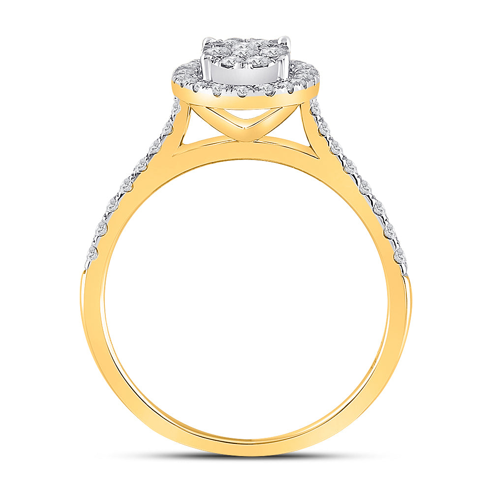 10K Yellow Gold Round Dia. Cluster Wedding Engagement Ring 1/2ctw, Women's Size: 5-10