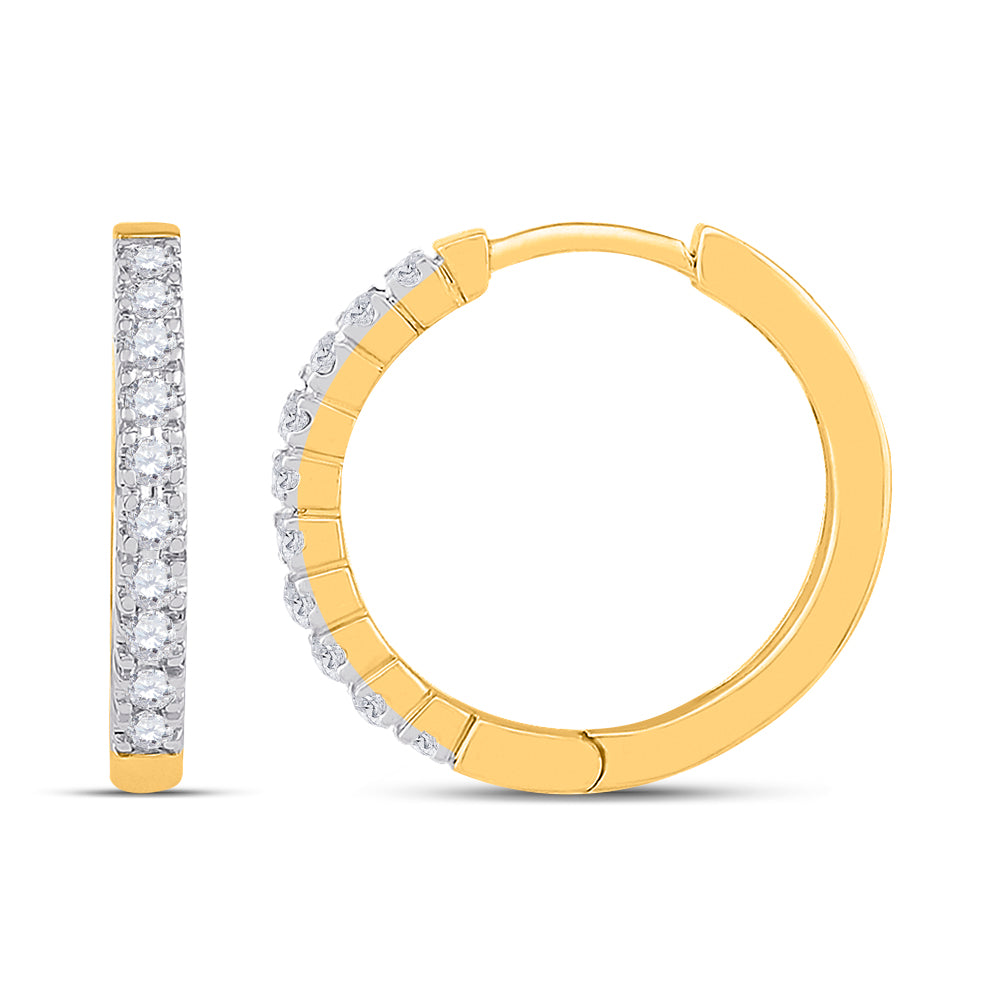 10kt Yellow Gold 1/4 Cttw Diamond Fashion High Hoops Earring