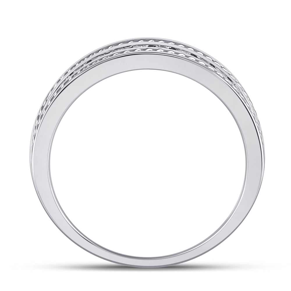 14K White Gold Mens Round Diamond Wedding Band Ring 1/2 Cttw, Mens Size: 7-13