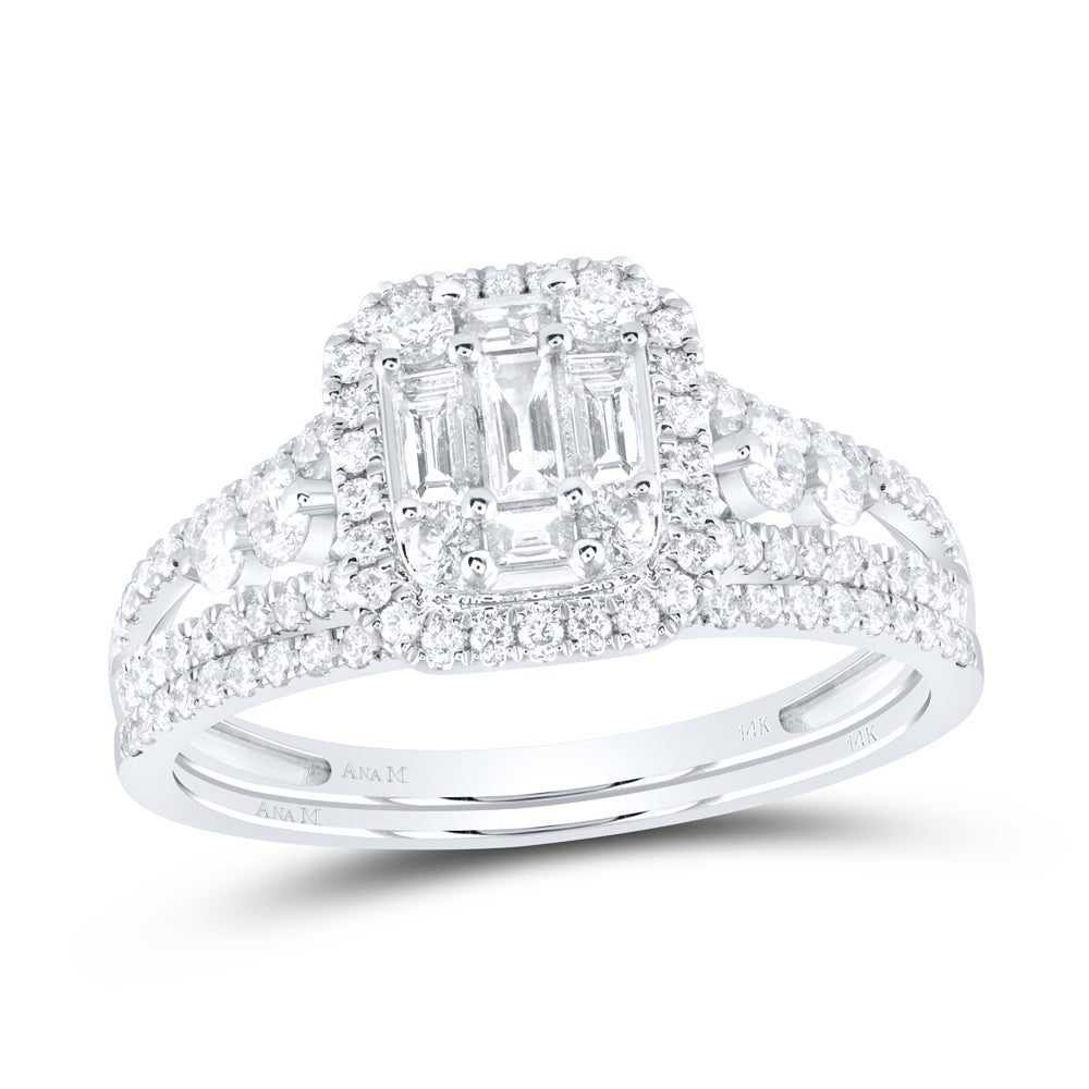 14K White Gold Round Dia Bridal Wedding Band Set 1ctw, Women's Size: 5-10