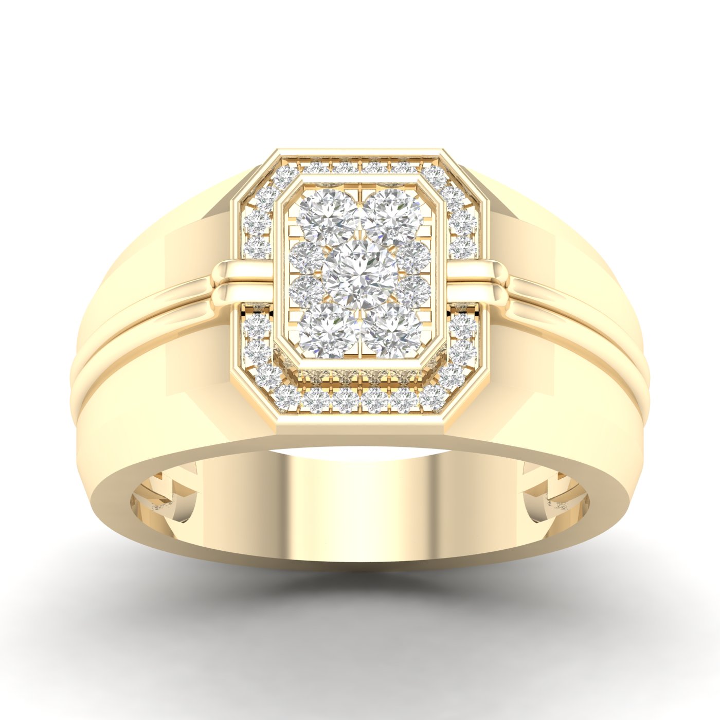 10kt Yellow Gold 1/2ct Diamond Cn Micro-pave Mens Ring