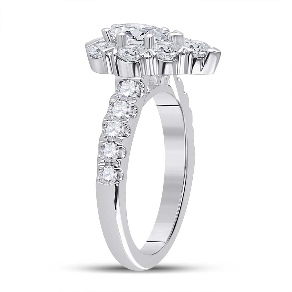14K White Gold Pear Diamond Halo Bridal Wedding Engagement Ring 2-3/8 Cttw, Womens Size: 5-10