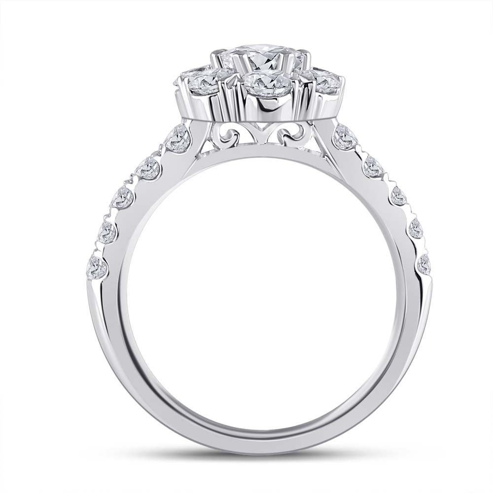 14K White Gold Pear Diamond Halo Bridal Wedding Engagement Ring 2-3/8 Cttw, Womens Size: 5-10