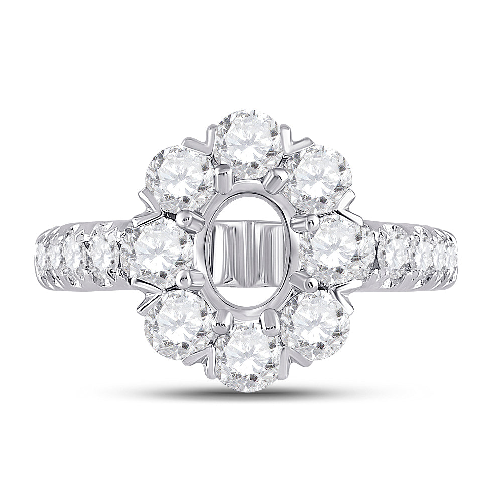 14K White Gold 2Ctw Natural Diamond Anam Sm 1 Cttw Oval Bridal Ring