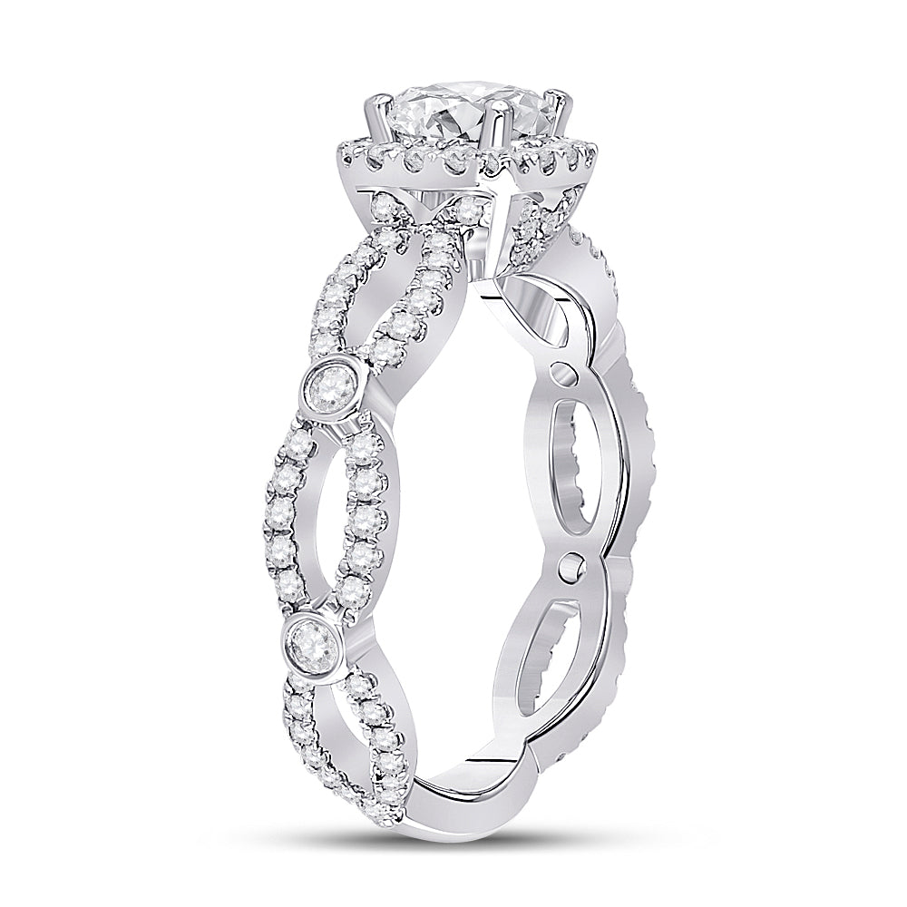 14kt White Gold 1 1/3ctw Diamond Ana M 3/4ct-ccushion Engagement Single Halo