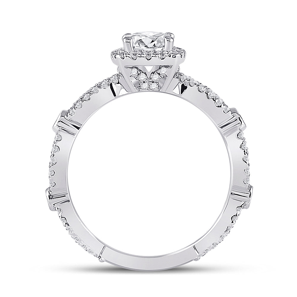 14kt White Gold 1 1/3ctw Diamond Ana M 3/4ct-ccushion Engagement Single Halo