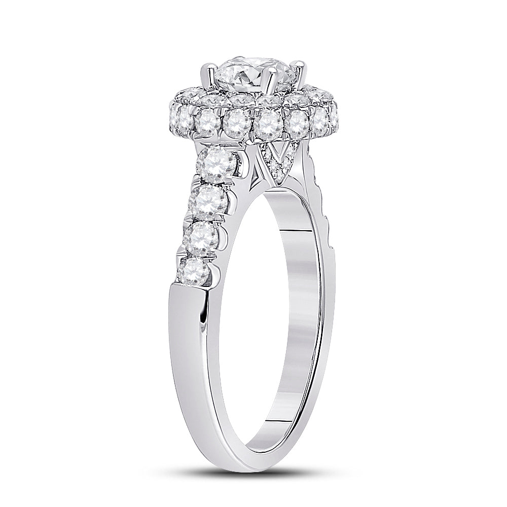 14K White Gold Round Diamond Solitaire Bridal Wedding Engagement Ring 2-1/5 Cttw, Womens Size: 5-10