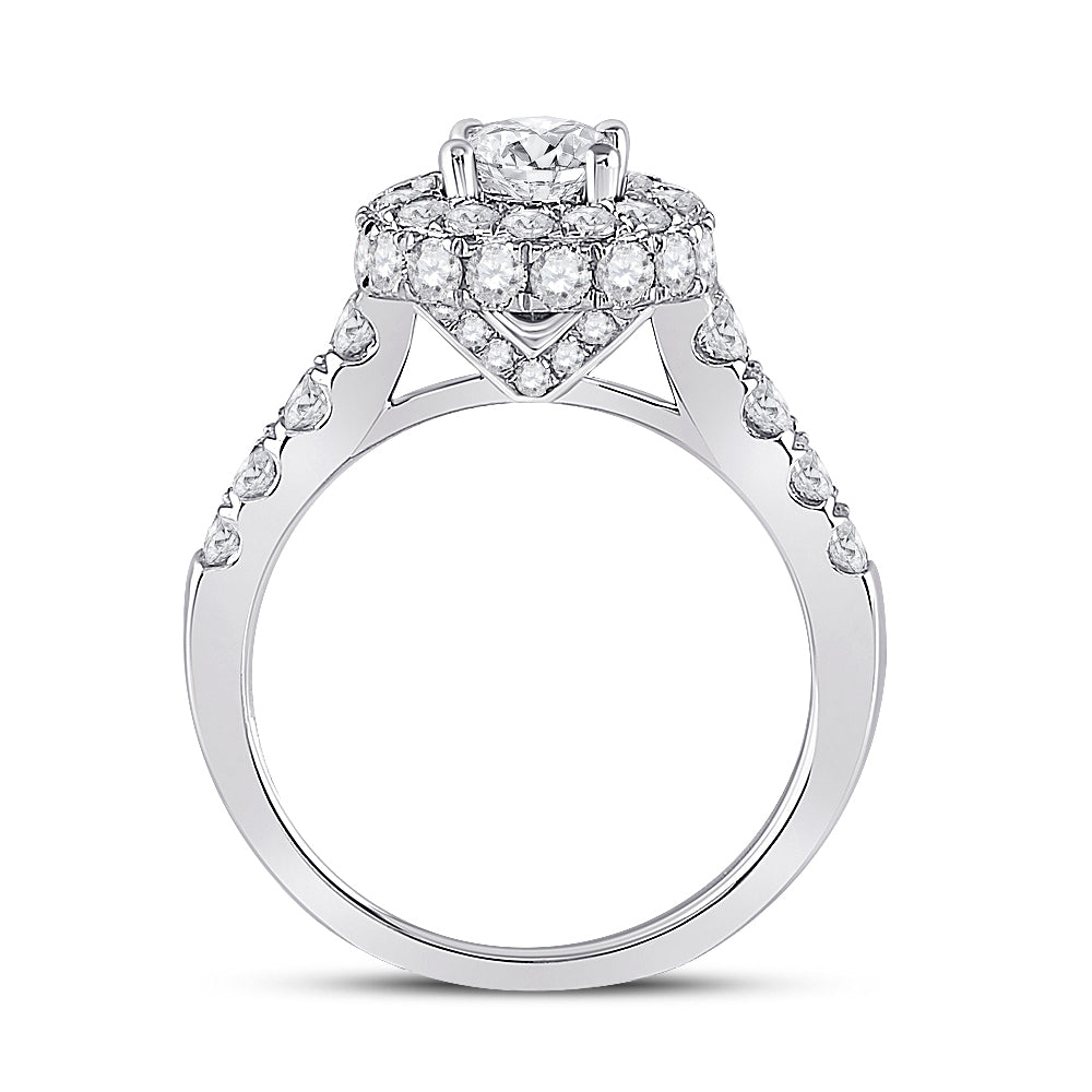 14K White Gold Round Diamond Solitaire Bridal Wedding Engagement Ring 2-1/5 Cttw, Womens Size: 5-10