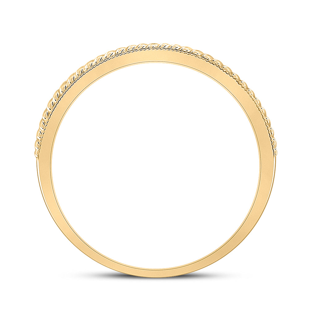 14K Yellow Gold Mens Round Diamond Wedding Rope Inlay Band Ring 1/3 Cttw, Mens Size: 7-13