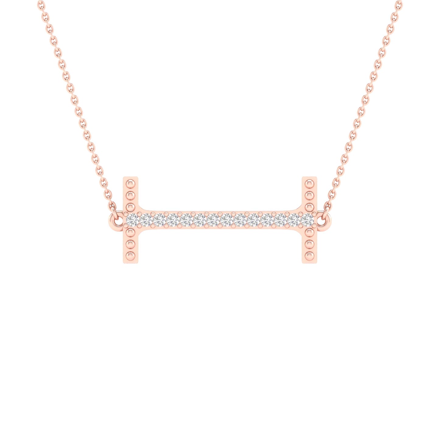 10kt Rose Gold 1/20ctw Diamond P1p2 Ladies Initial "i" Necklace