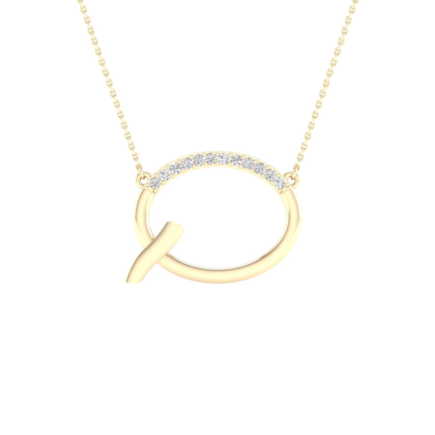 10kt Yellow Gold 1/20ctw Diamond P1p2 Ladies Initial "q" Necklace